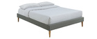 Lit adulte 160 x 200 cm avec sommier en tissu gris AYO