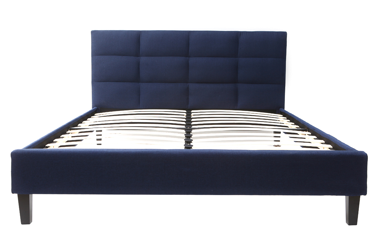 Lit adulte 160x200 cm bleu fonc EMERY