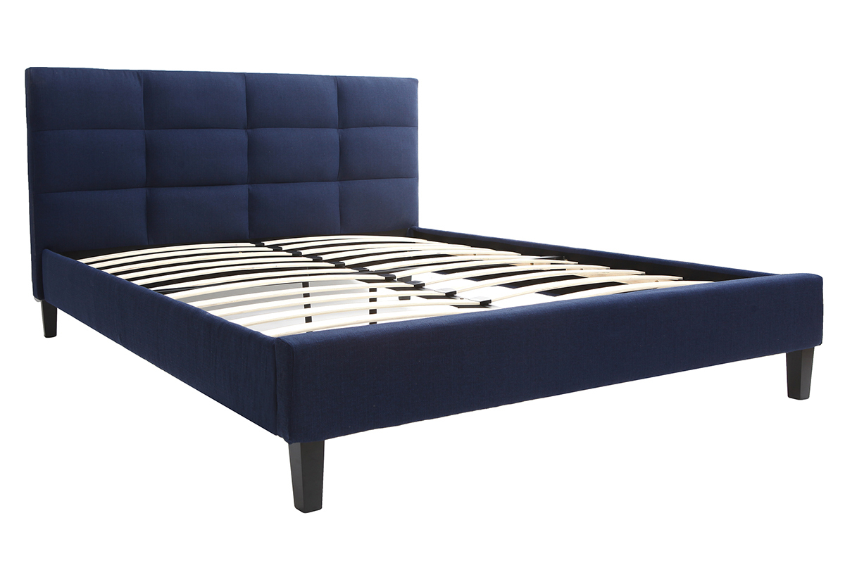 Lit adulte 160x200 cm bleu fonc EMERY