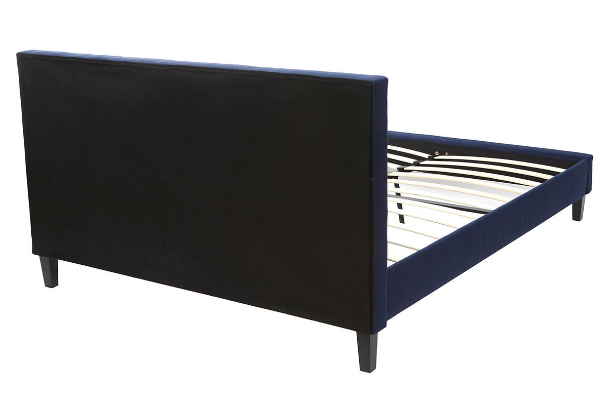 Lit adulte 160x200 cm bleu fonc EMERY