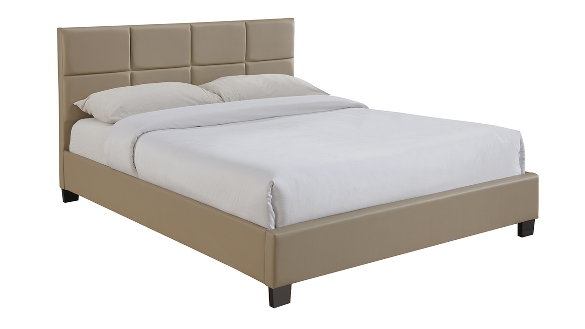 Lit adulte moderne 160 x 200 cm taupe SOLAL