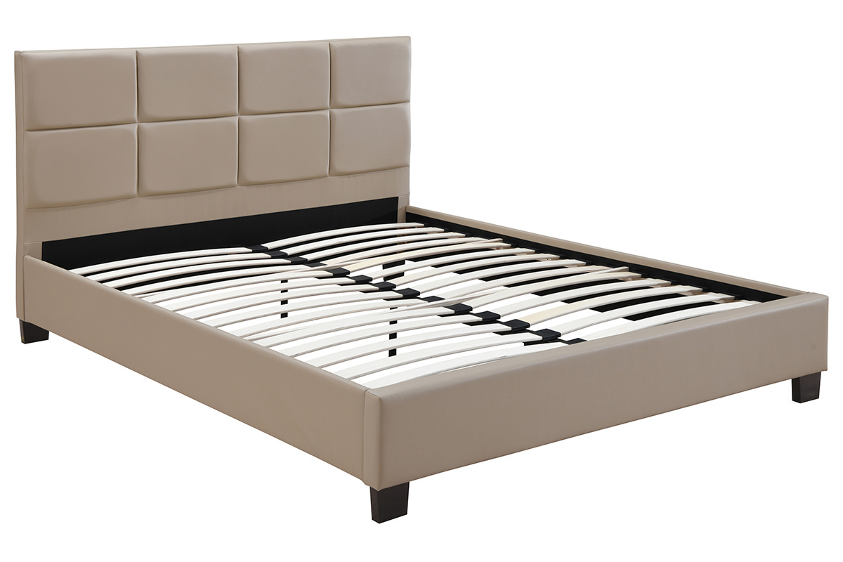 Lit adulte moderne 160 x 200 cm taupe SOLAL