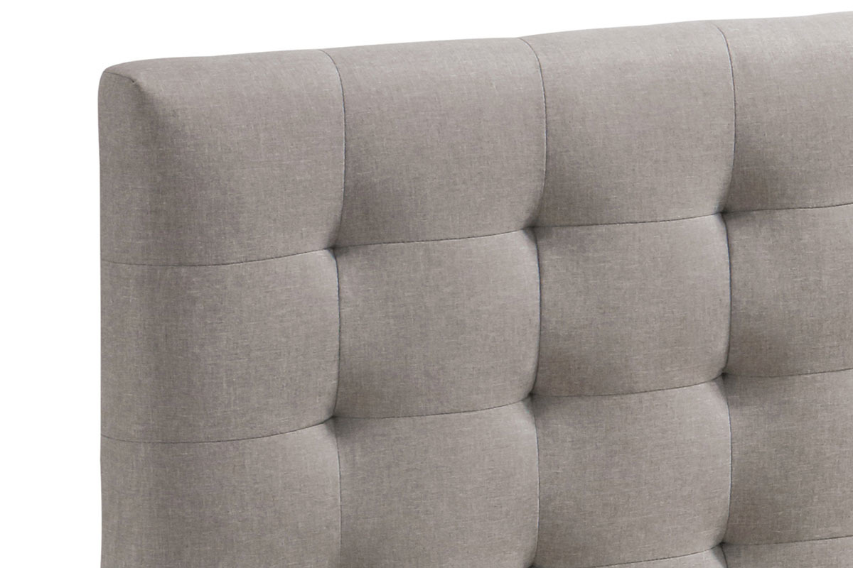 Lit adulte scandinave bois et tissu beige 140 x 200cm LYNN