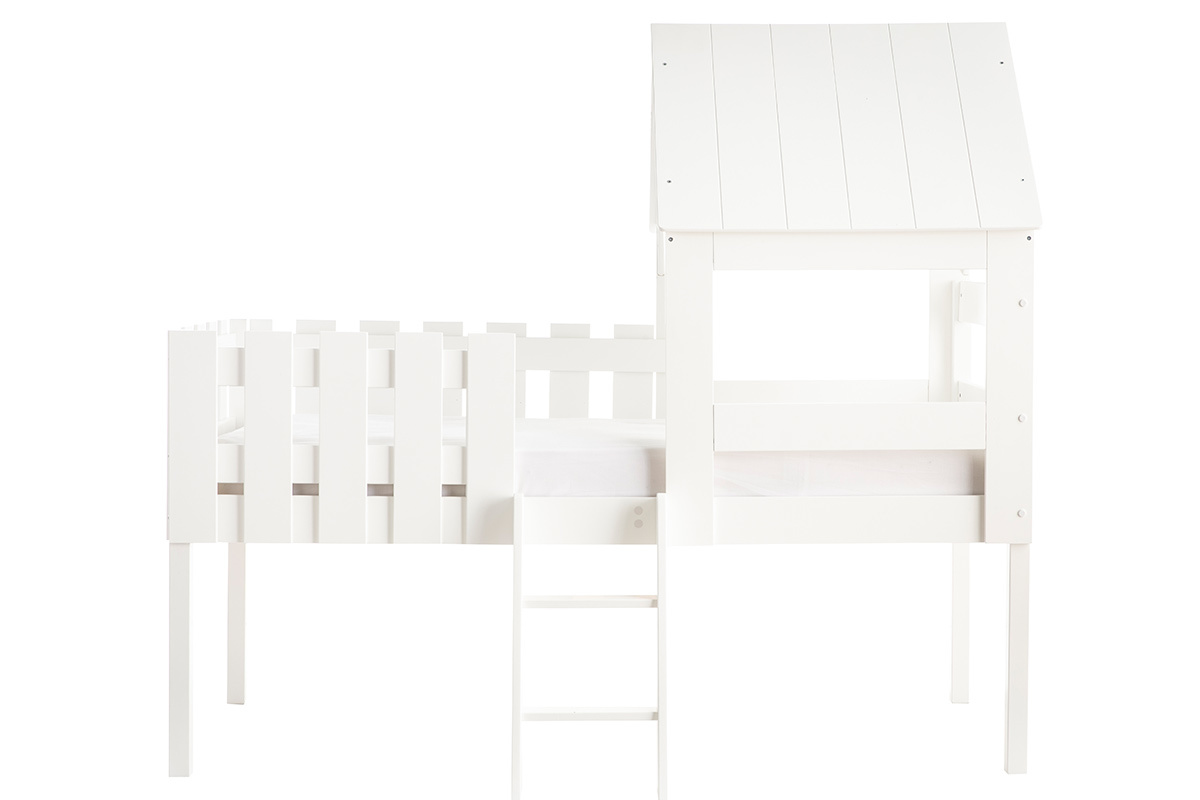 Lit cabane bois blanc 90x200 cm NESTY HOUSE