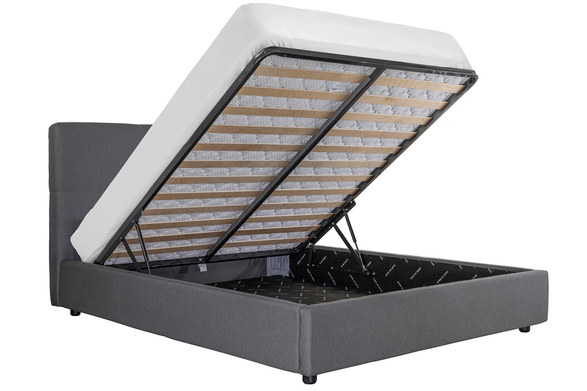 Lit coffre 160 x 200 cm en tissu gris SOGNO