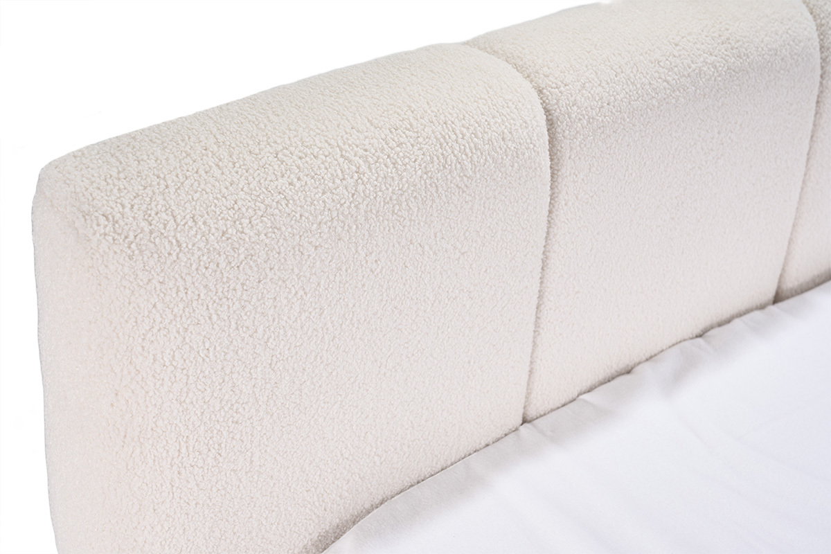 Lit coffre 2 places 160x200 cm en tissu laine boucl�e MOTTO