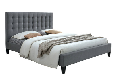 Lit design capiton tissu gris clair 160x200 DANAE
