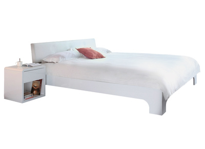 Lit design laqu&eacute; blanc 2 personnes 140x190 ELIO