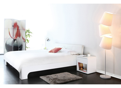 Lit design laqu&eacute; blanc 2 personnes 160x200 ELIO