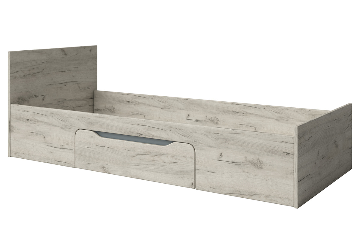 Lit enfant avec tiroir 90 x 200 cm frne blanc et gris TOM