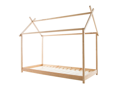 Lit enfant cabane avec sommier en bois 90x190 cm KBANE - Lit enfant cabane avec sommier en bois 90x190 cm KBANE