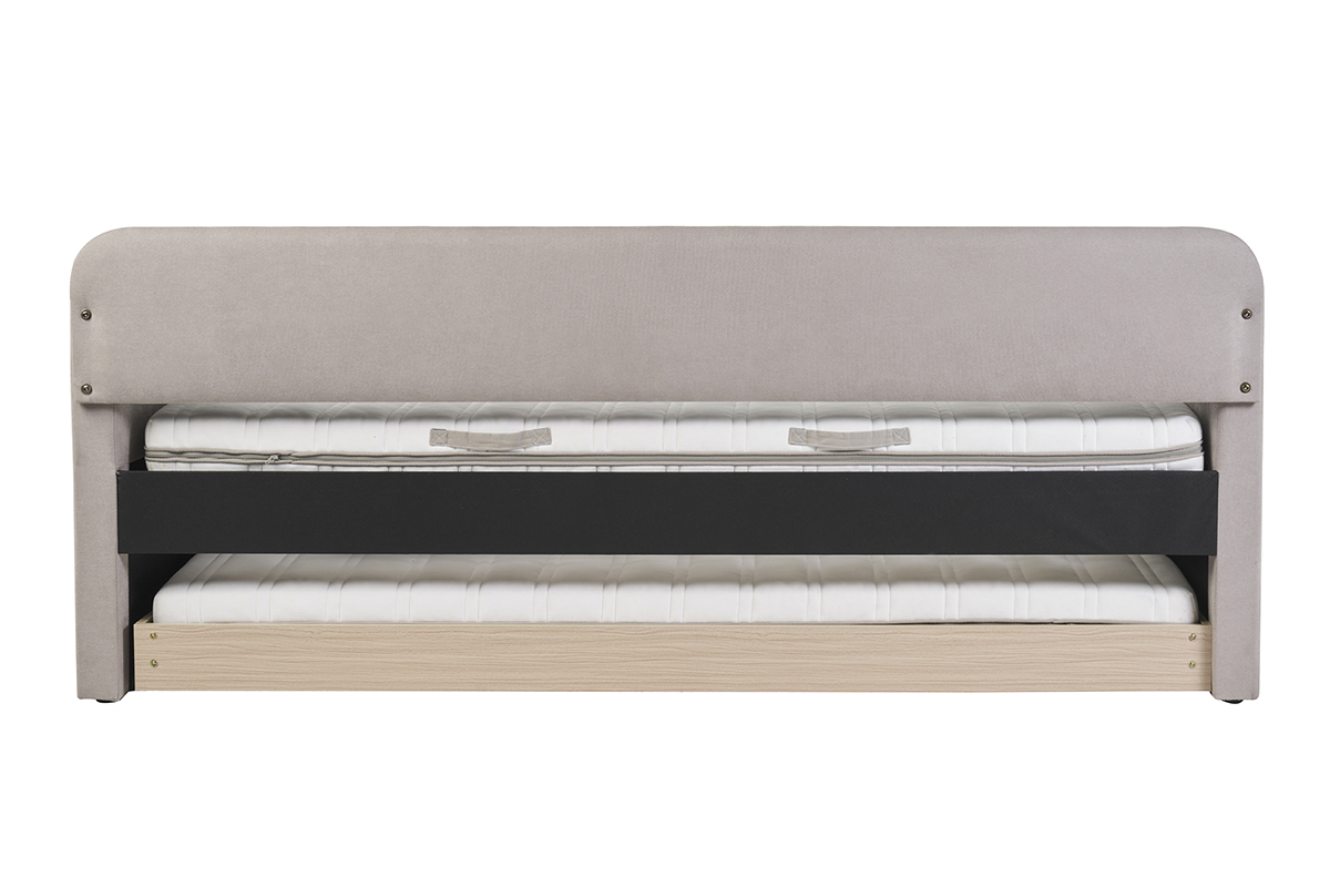 Lit gigogne en tissu taupe 90 x 190 cm EDISON