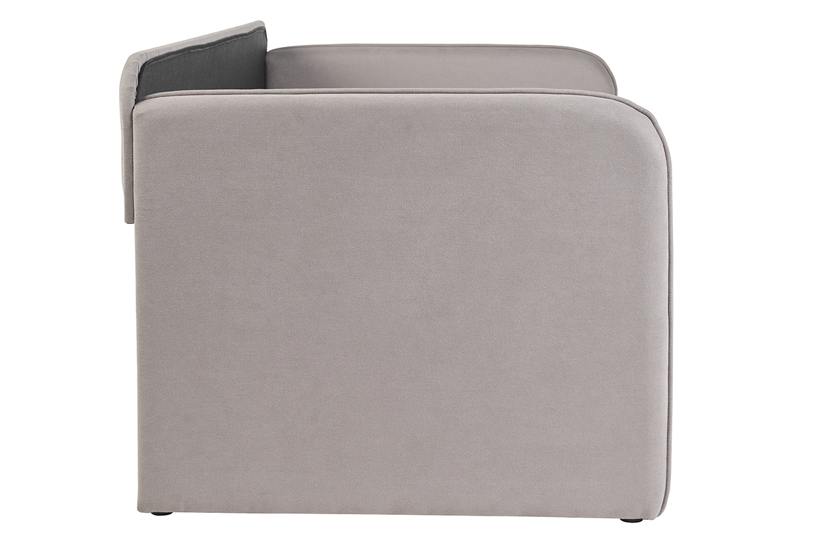 Lit gigogne en tissu taupe 90 x 190 cm EDISON