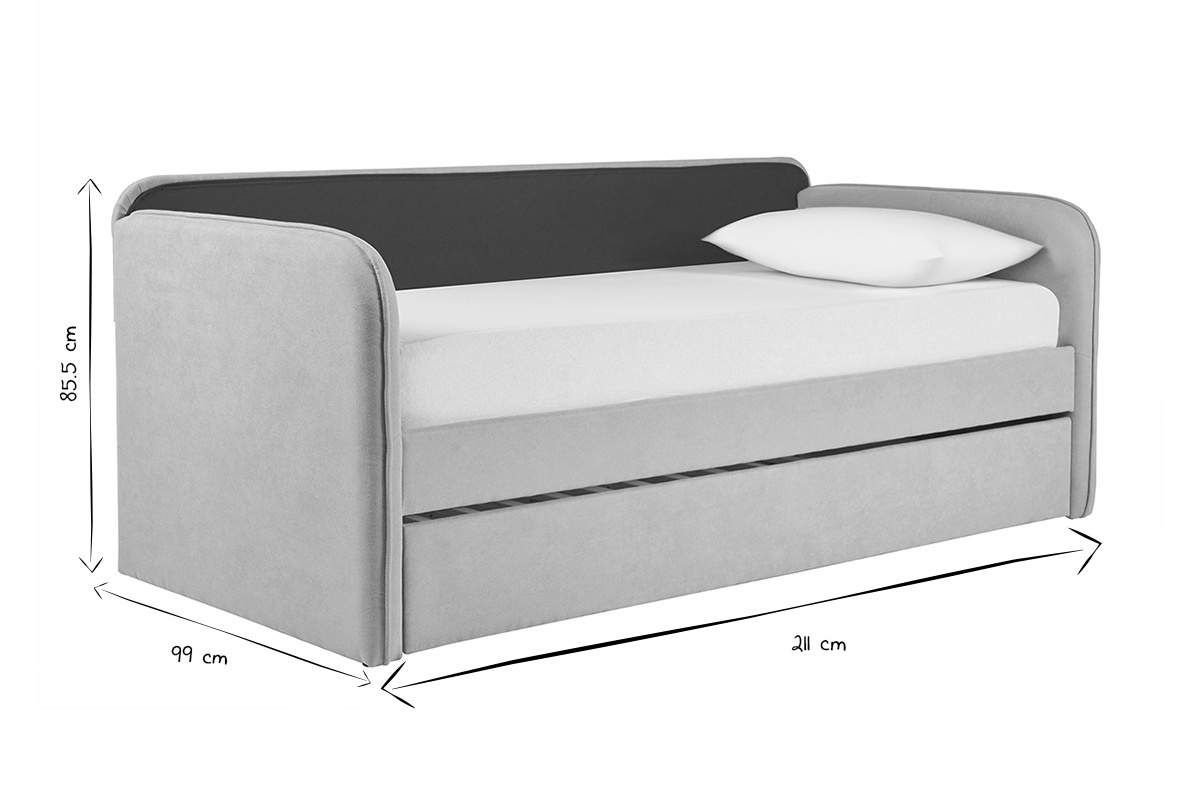 Lit gigogne en tissu taupe 90 x 190 cm EDISON