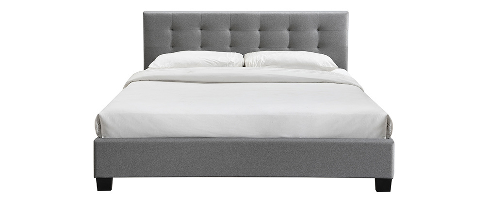 Lit King Size en tissu gris capitonn� 180 x 200 cm MARQUISE