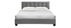 Lit King Size en tissu gris capitonn&eacute; 180 x 200 cm MARQUISE