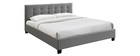 Lit King Size en tissu gris capitonn&eacute; 180 x 200 cm MARQUISE