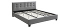 Lit King Size en tissu gris capitonn&eacute; 180 x 200 cm MARQUISE