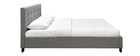 Lit King Size en tissu gris capitonn&eacute; 180 x 200 cm MARQUISE