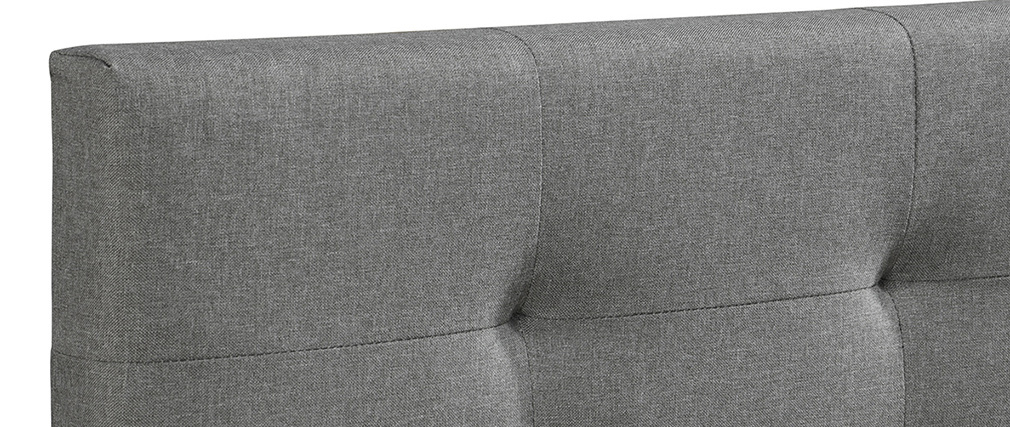 Lit King Size en tissu gris capitonn� 180 x 200 cm MARQUISE