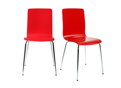 Lot de 2 chaises design cuisine rouges NELLY