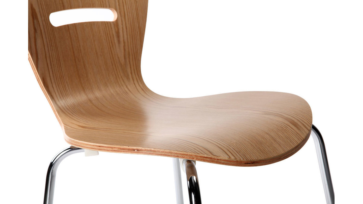 Lot de 2 chaises design empilables bois naturel LENA