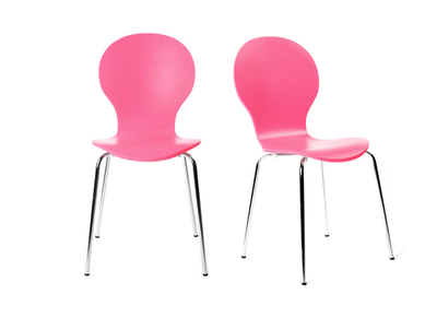 Lot de 2 chaises design empilables roses NEW ABIGAIL