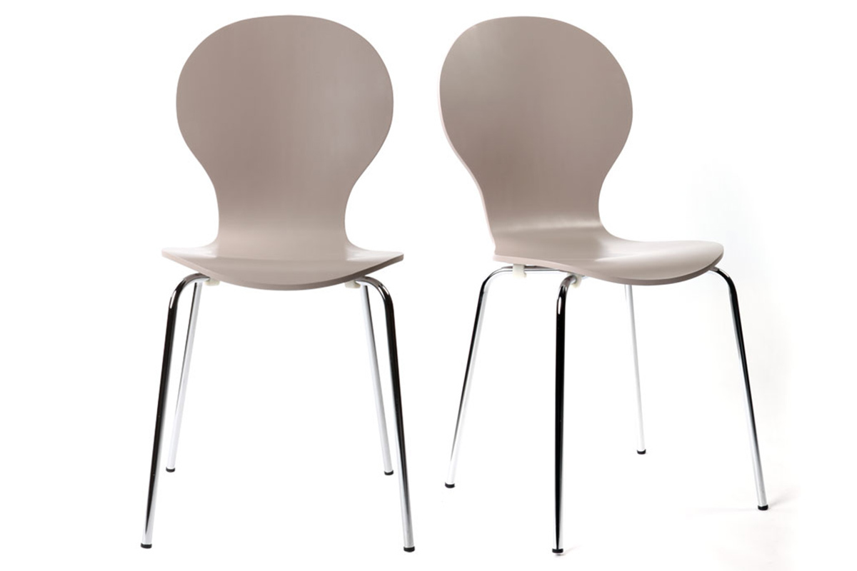 Lot de 2 chaises design empilables taupes NEW ABIGAIL