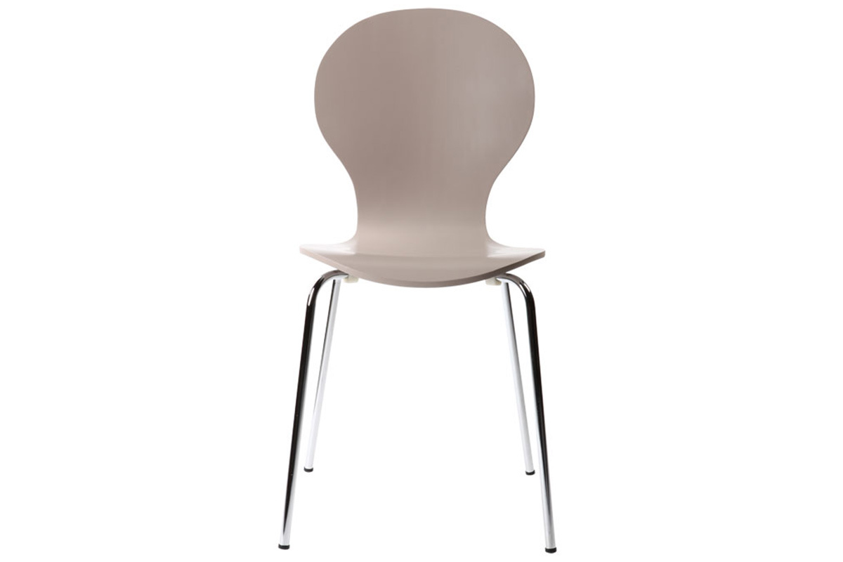 Lot de 2 chaises design empilables taupes NEW ABIGAIL