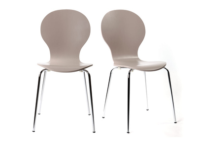 Lot de 2 chaises design empilables taupes NEW ABIGAIL