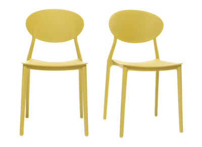 Lot de 2 chaises design jaune polypropyl&egrave;ne empilables ANNA