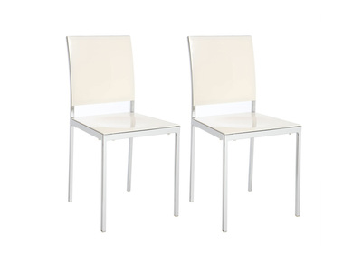 Lot de 2 chaises design laqu&eacute;es blanches NIXIE