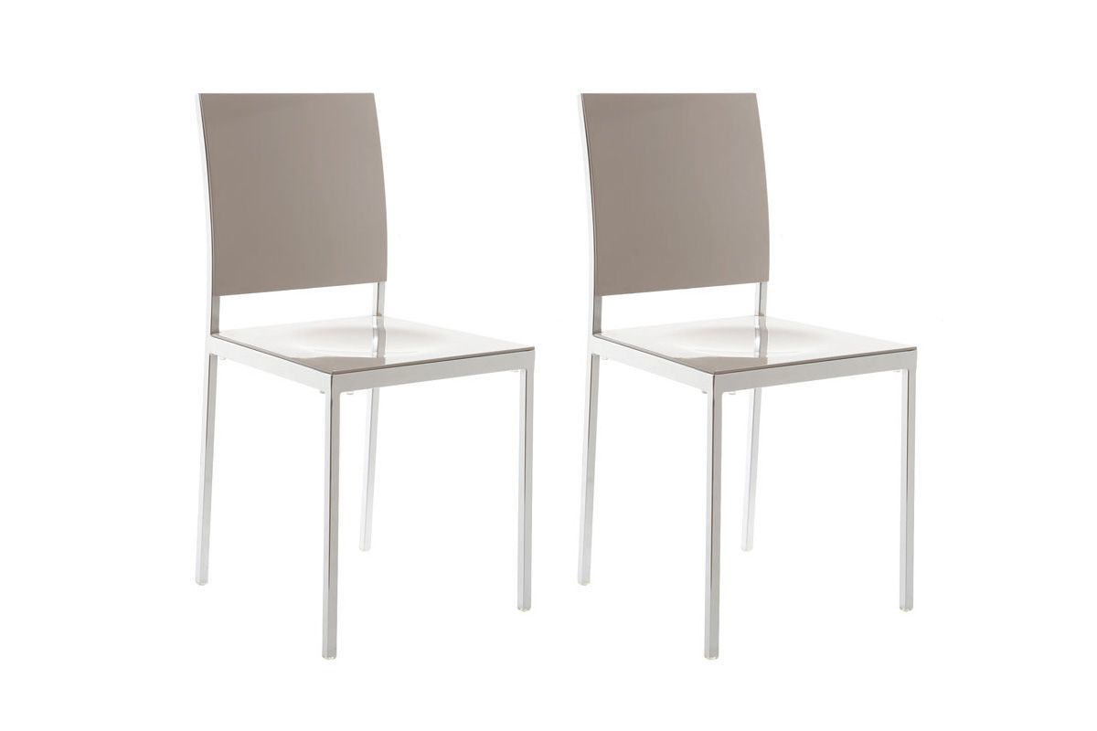 Lot de 2 chaises design laqu�es taupes NIXIE