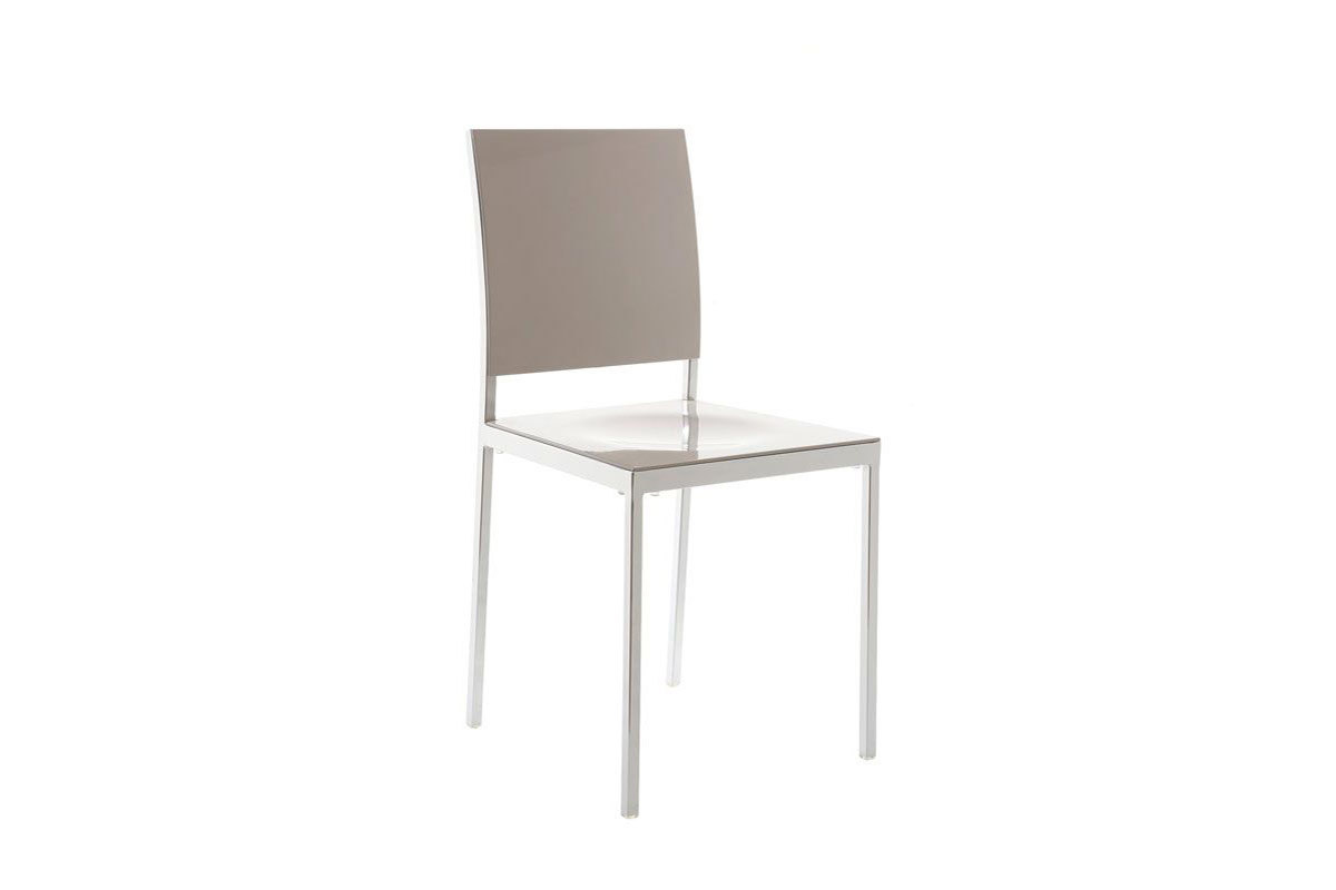 Lot de 2 chaises design laqu�es taupes NIXIE