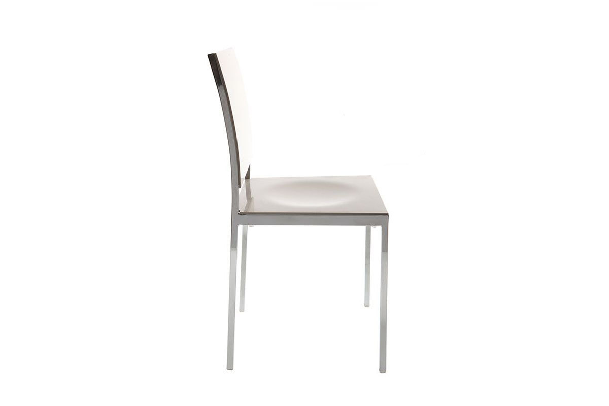 Lot de 2 chaises design laqu�es taupes NIXIE