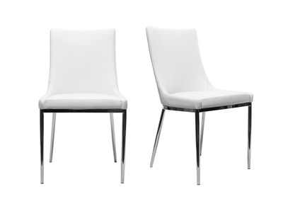 Lot de 2 chaises design polyur&eacute;thane blanc et acier chrom&eacute; IRA