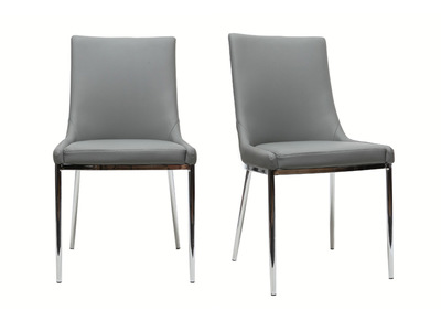 Lot de 2 chaises design polyur&eacute;thane gris et acier chrom&eacute; IRA