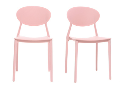 Lot de 2 chaises design rose polypropyl&egrave;ne empilables ANNA