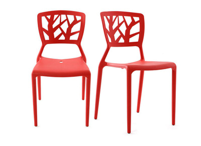 Lot de 2 chaises design rouges empilables KATIA