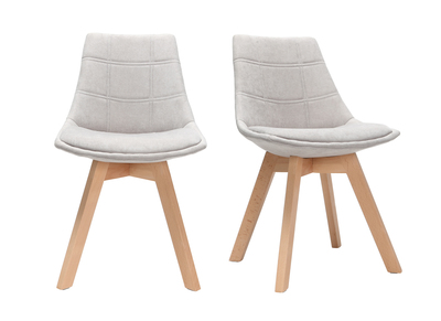 Lot de 2 chaises design scandinave bois et tissu gris clair MATILDE