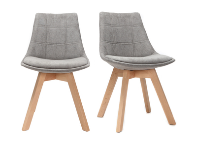 Lot de 2 chaises design scandinave bois et tissu gris fonc&eacute; MATILDE