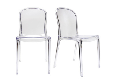 Lot de 2 chaises empilables design transparentes polycarbonate THALYSSE
