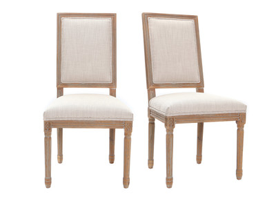 Lot de 2 chaises en tissu coloris naturel pieds bois clair AMAURY