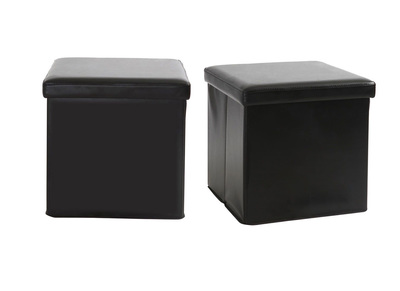 Lot de 2 poufs de rangement design noir MILO