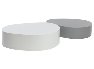 Lot de 2 tables basses blanche et gris mat CAMILLE