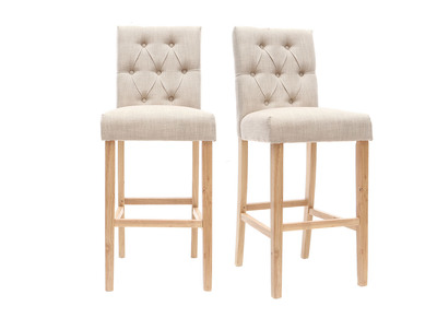 Lot de 2 tabourets/chaises de bar tissu naturel H75cm RIVOLI