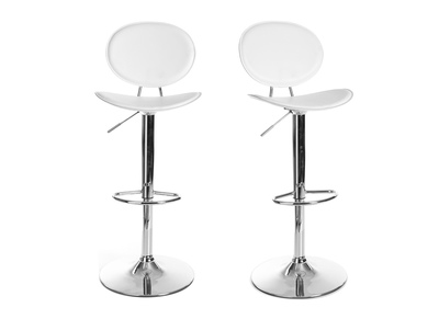 Lot de 2 tabourets de bar / cuisine design blanc OVALY