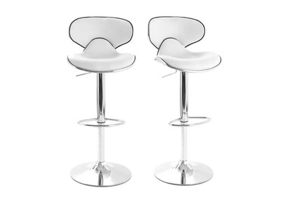 Lot de 2 tabourets de bar design blanc PEGASE