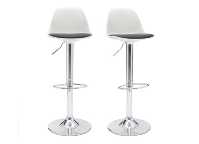 Lot de 2 tabourets de bar design blancs et noirs STEEVY