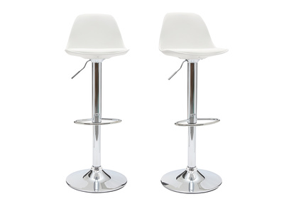 Lot de 2 tabourets de bar design blancs STEEVY